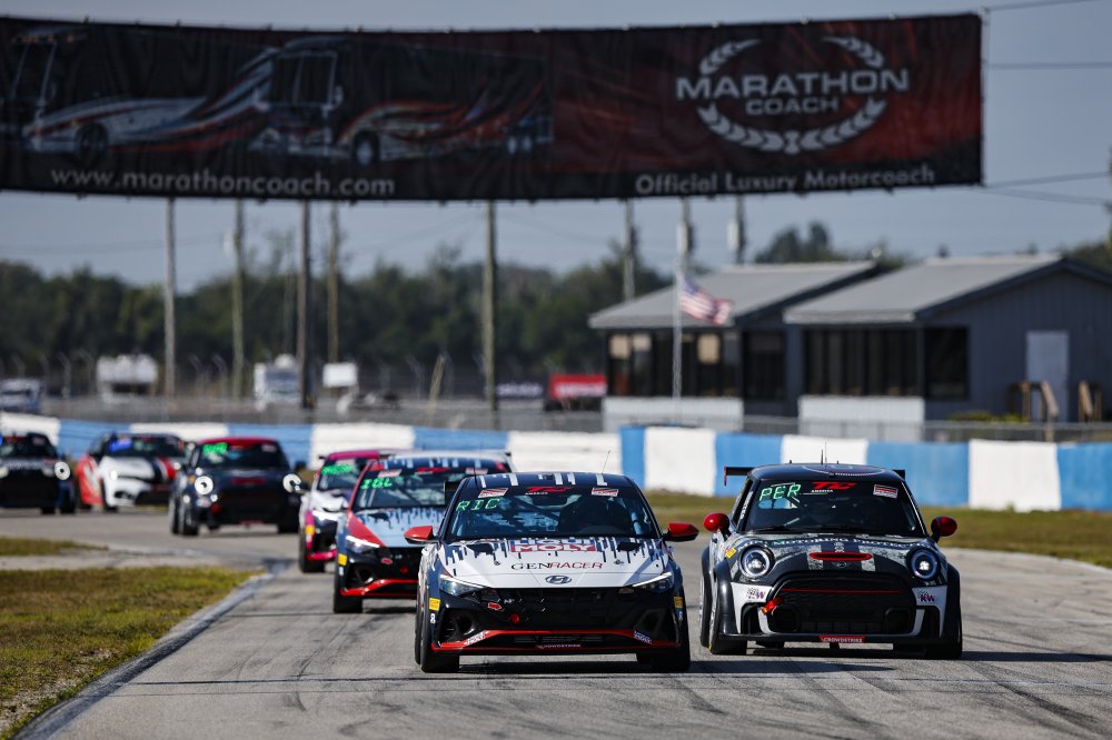 TC-America_Spbring_photos Photograph of several touring cars participating in TC America racing at Sebring in 2024