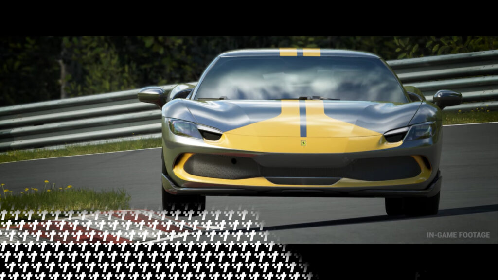 AC_evo_bouncy Assetto Corsa EVO screenshot from it's trailer showing a Ferrari bounce over some kerbs