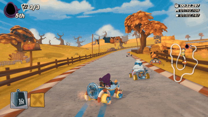 Moorhuhn Kart 4 gif showing the entry to a shortcut
