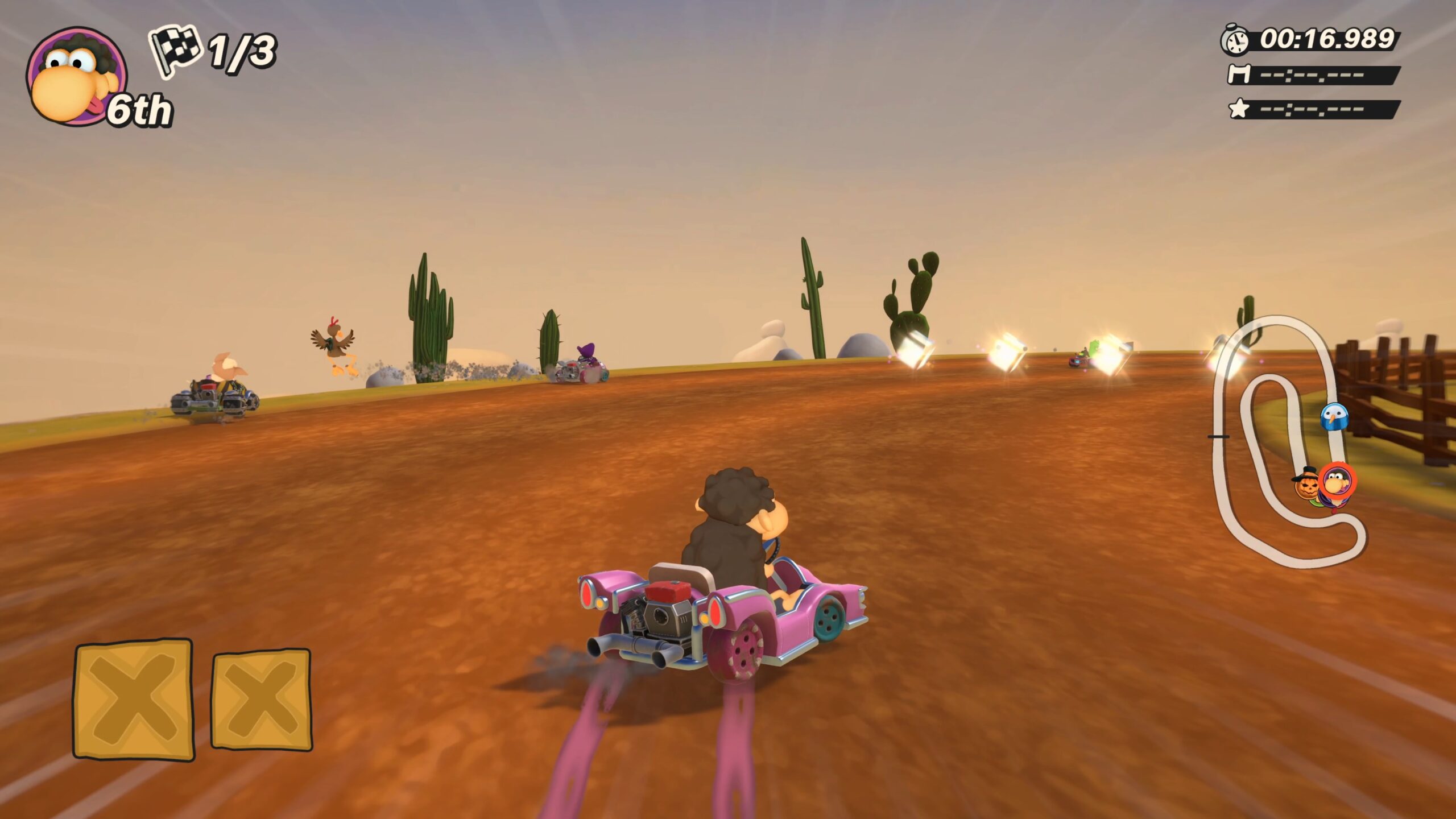 Moorhuhn Kart 4 screenshot of a drift